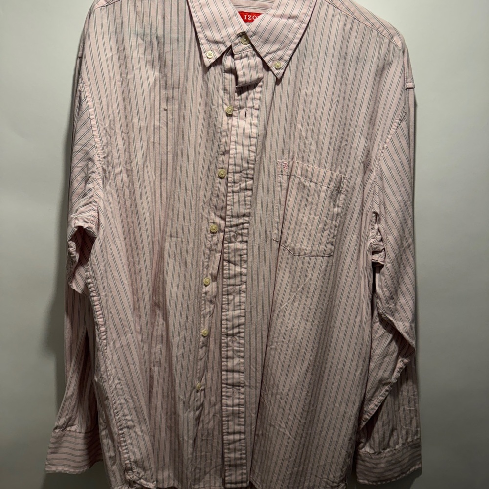 Izod Men's Light Pink Striped Button Down Shirt